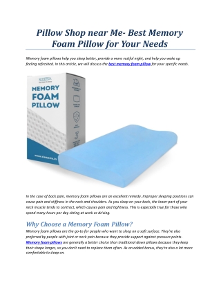 Pillow Shop Near Me- Best Memory Foam Pillow For Your Needs