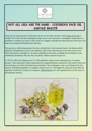 Not All Oils Are the Same - Luxurious Face Oil - Sabyolé Beauté