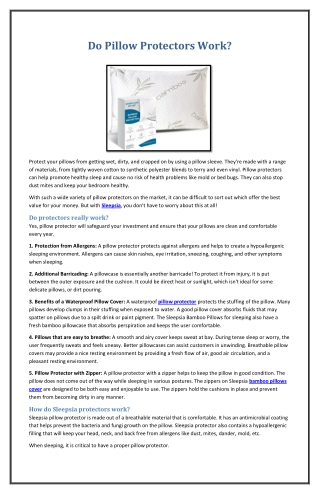 Do Pillow Protectors Work