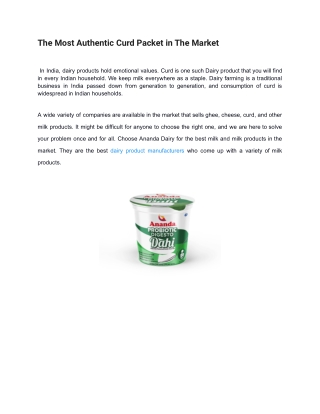 Dairy product manufacturers