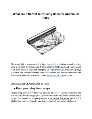 What are different Surprising Uses for Aluminum Foil