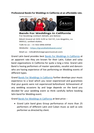 Bands For Weddings In California