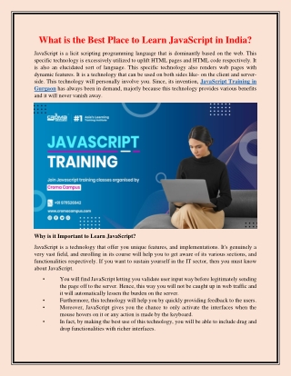 What is the Best Place to Learn JavaScript in India