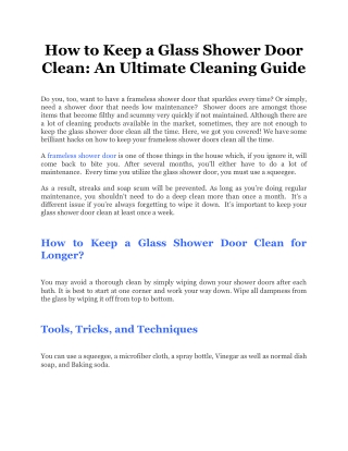 How to Keep a Glass Shower Door Clean_ An Ultimate Cleaning Guide