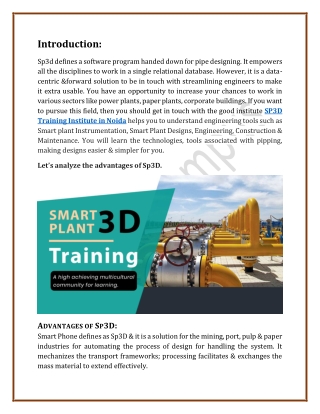 SP3D ADVANTAGES & SCOPE