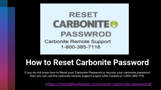 Reset Carbonite Password 1-800-385-7116 Carbonite Remote Support