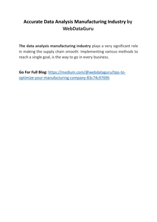 Accurate Data Analysis Manufacturing Industry by WebDataGuru