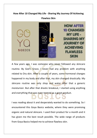 How After 10 Changed My Life - Sharing My Journey Of Achieving Flawless Skin
