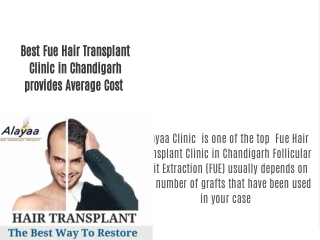 Best Fue Hair Transplant Clinic in Chandigarh provides Average Cost