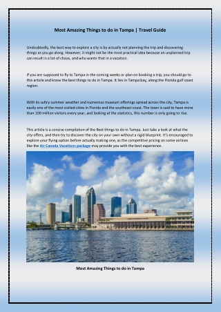 Most Amazing Things to do in Tampa