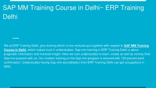 SAP MM Training Course in Delhi