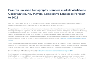 Positron Emission Tomography Scanners market Revenue & Forecast 2023