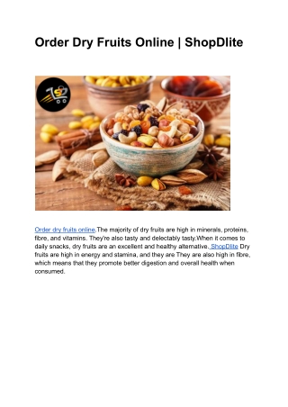 Order Dry Fruits Online | ShopDlite