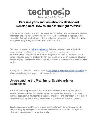 Data Analytics and Visualization Dashboard Development_ How to choose the right metrics_