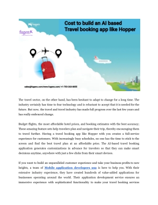 Cost to Build An AI Based Travel Booking App Like Hopper