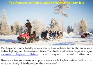 Top Reasons to Plan a Lapland Winter Holiday Trip