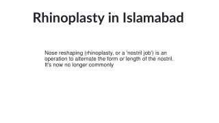 Rhinoplasty in Islamabad