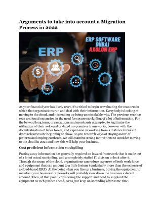 Arguments to take into account a Migration Process in 2022