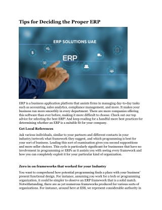 Tips for Deciding the Proper ERP