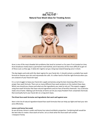Natural Face Wash Ideas for Treating Acnes