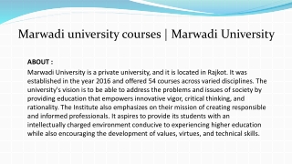 Marwadi university courses | Marwadi University