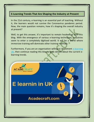 The Best Service Provider for E Learning UK