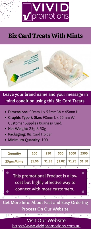 Biz Card Treats With Mints - Vivid Promotions