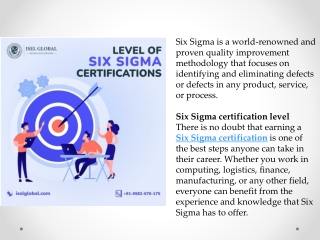 Levels of Six Sigma Certifications
