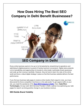 How Does Hiring The Best SEO Company in Delhi Benefits Businesses