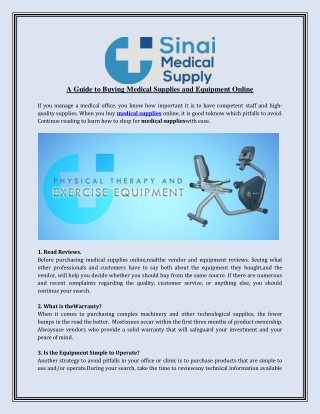 A Guide to Buying Medical Supplies and Equipment Online
