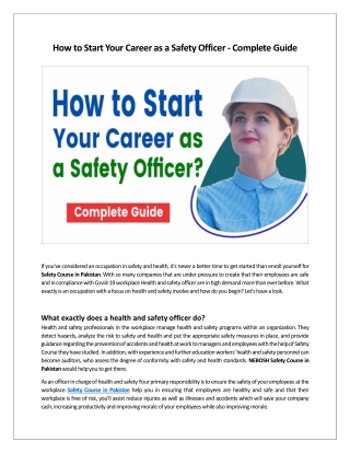 How to Start Your Career as a Safety Officer - Complete Guide