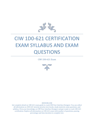 PDF: CIW 1D0-621 Certification Exam Syllabus and Exam Questions