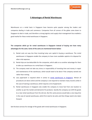 5 Advantages of Rental Warehouses