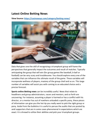 Latest Online Betting News