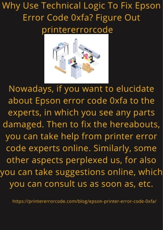 Why Use Technical Logic To Fix Epson Error Code 0xfa Figure Out