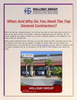 When And Why Do You Need The Top General Contractors?