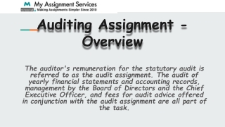 Auditing Assignment - Overview