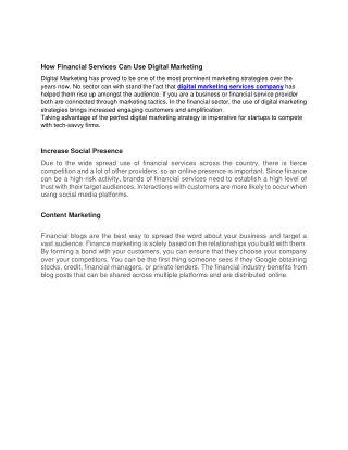 How Financial Services Can Use Digital Marketing