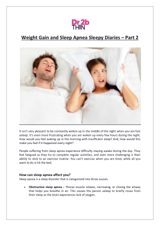 Dr2bThin - Weight Gain and Sleep Apnea