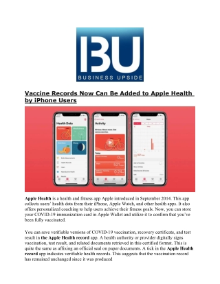Vaccine Records Now Can Be Added to Apple Health by iPhone Users
