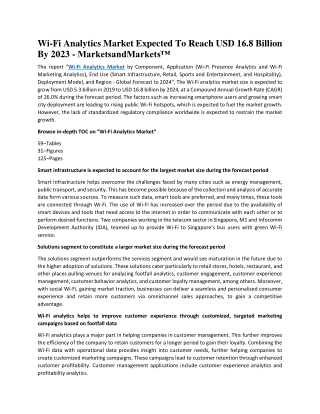Wi-Fi Analytics Market Expected To Reach USD 16.8 Billion By 2024