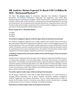 HR Analytics Market Expected To Reach USD 3.6 Billion By 2024