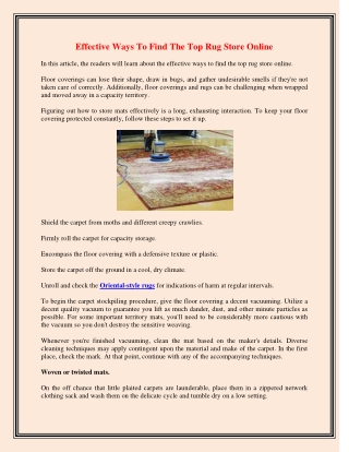 Effective Ways To Find The Top Rug Store Online