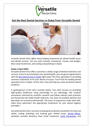 Get the Best Dental Services in Dubai from Versatile Dental Clinic