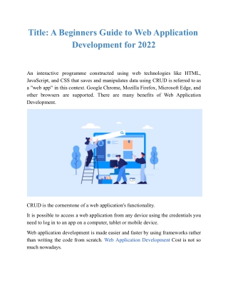 A Beginners Guide to Web Application Development for 2022