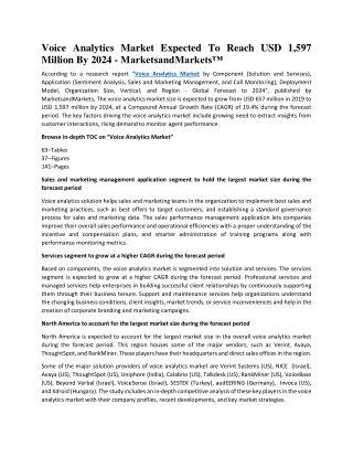 Voice Analytics Market Expected To Reach USD 1,597 Million By 2024