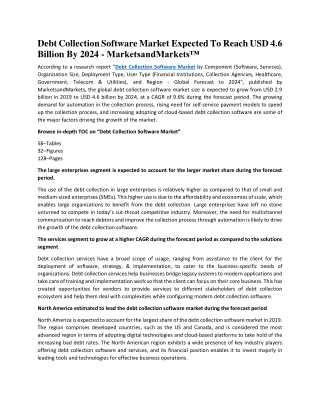 Debt Collection Software Market Expected To Reach USD 4.6 Billion By 2024