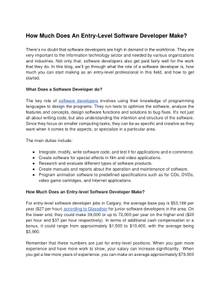 How Much Does An Entry-Level Software Developer Make