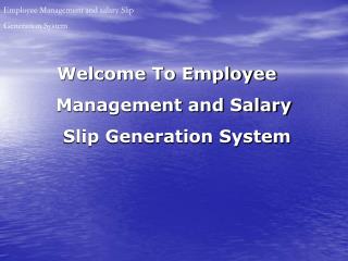 Employee Management and salary Slip Generation System