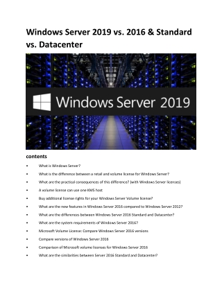 Windows Server 2019 vs. 2016 & Standard vs. Datacenter